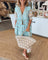 Women's Chic Floral V-Neck Maxi Dress in Blue