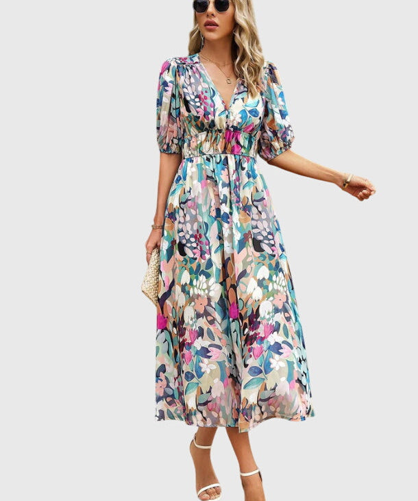 Women's Flattering Floral Midi Dress