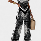 Women's Bandeau Top and Wide-Leg Pants in Black