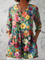Nora Long Blouse with V-Neck in Multicolor