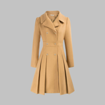 Elegant Double-Breasted Long-Sleeve Coat in Khaki