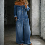Women's Long-Sleeve Off-Shoulder Jumpsuit