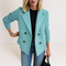 Women's Knit-Sleeve Tailored Coat in Light Blue