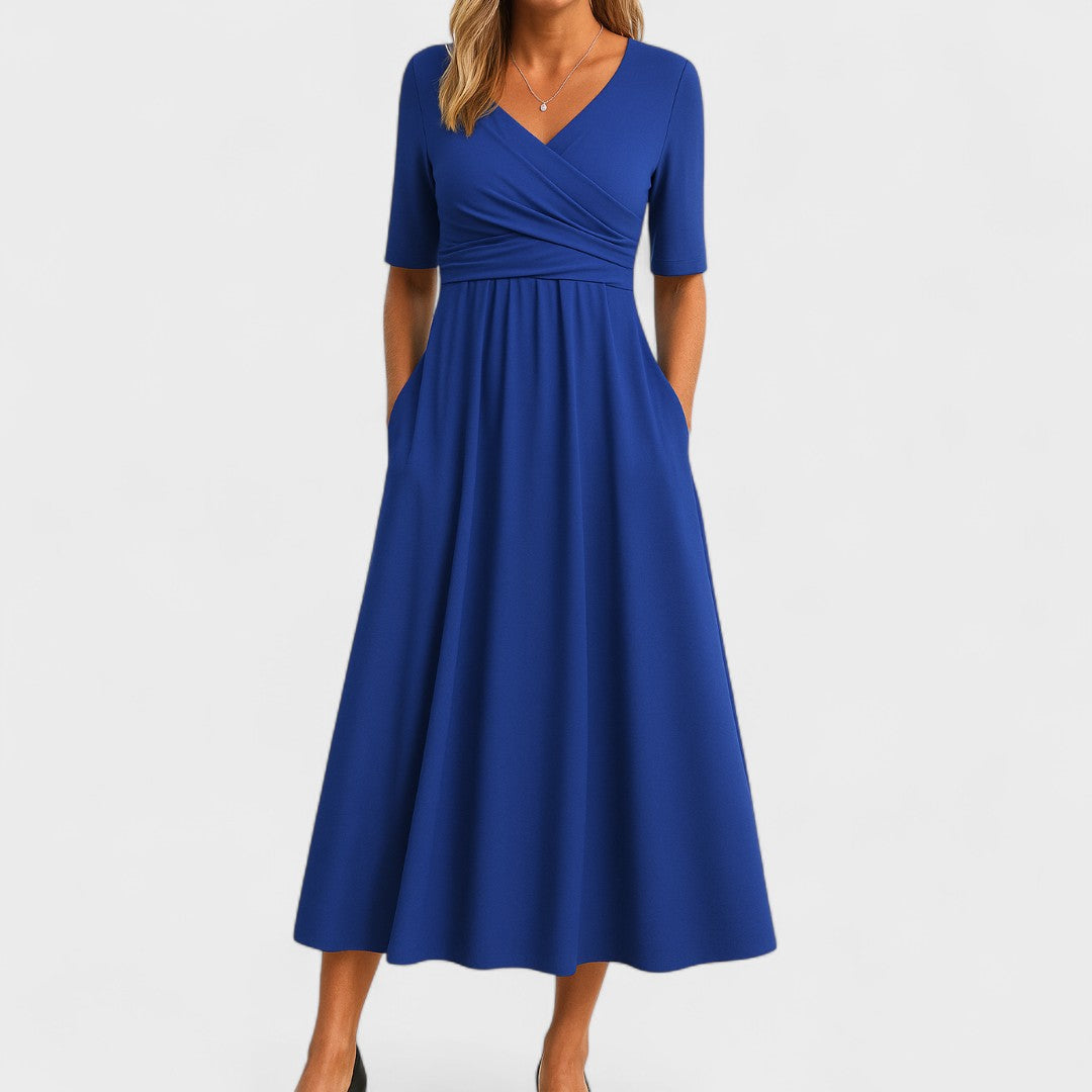 Phoebe Elegant Midi Dress in Blue