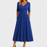 Phoebe Elegant Midi Dress in Blue