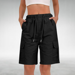 Daisy Cargo Shorts with a Relaxed Fit in Black