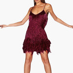 Women's Stylish Cocktail Dress in Wine Red