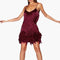 Women's Stylish Cocktail Dress in Wine Red