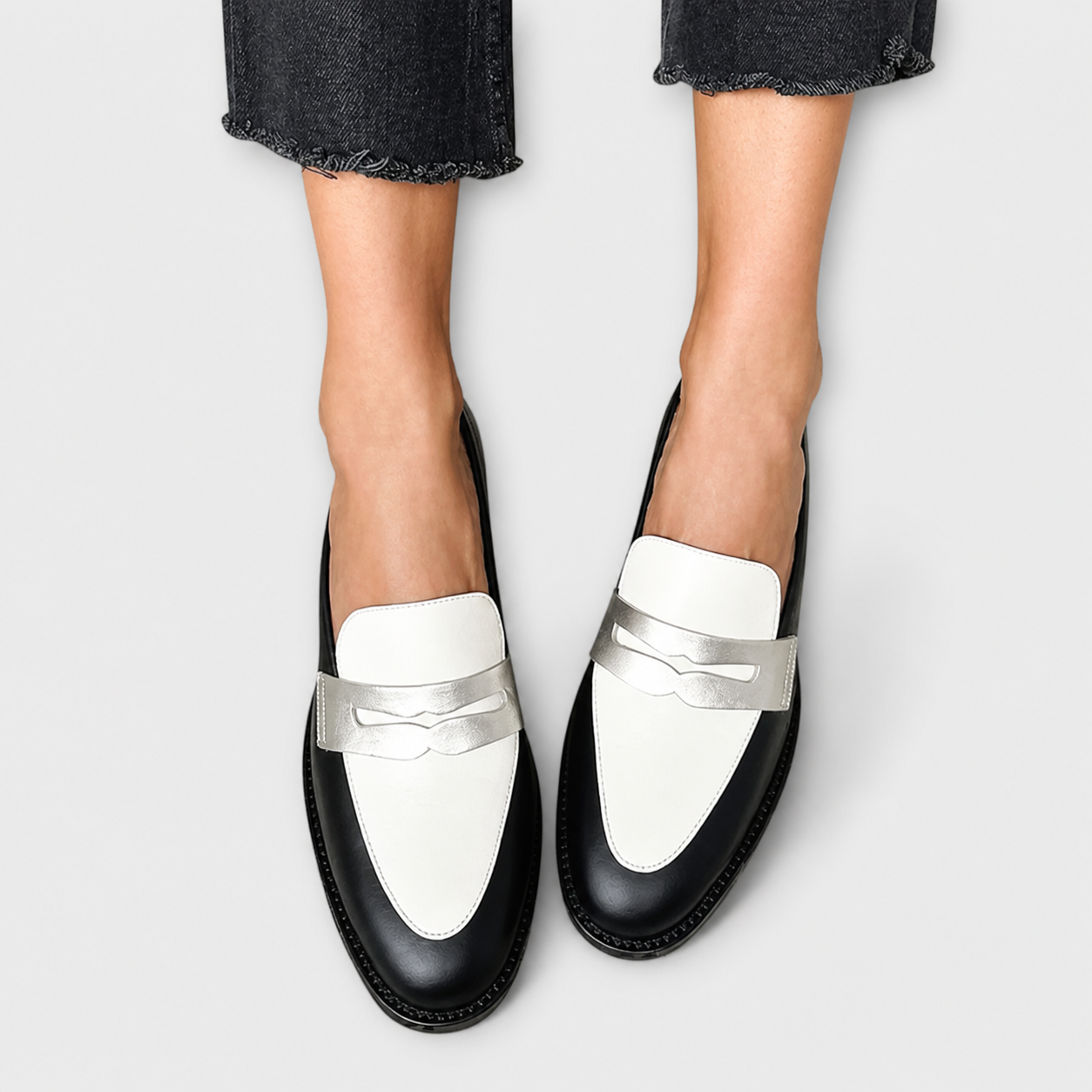 Women's Metallic Black Loafers, photo 2