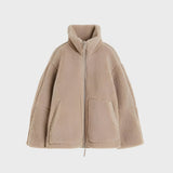 Women's Soft Zip-Front Teddy Jacket in Brown