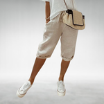 Sophie Capri Pants with a Relaxed Fit in Khaki