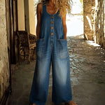 Women's Vintage-Wash Denim Jumpsuit