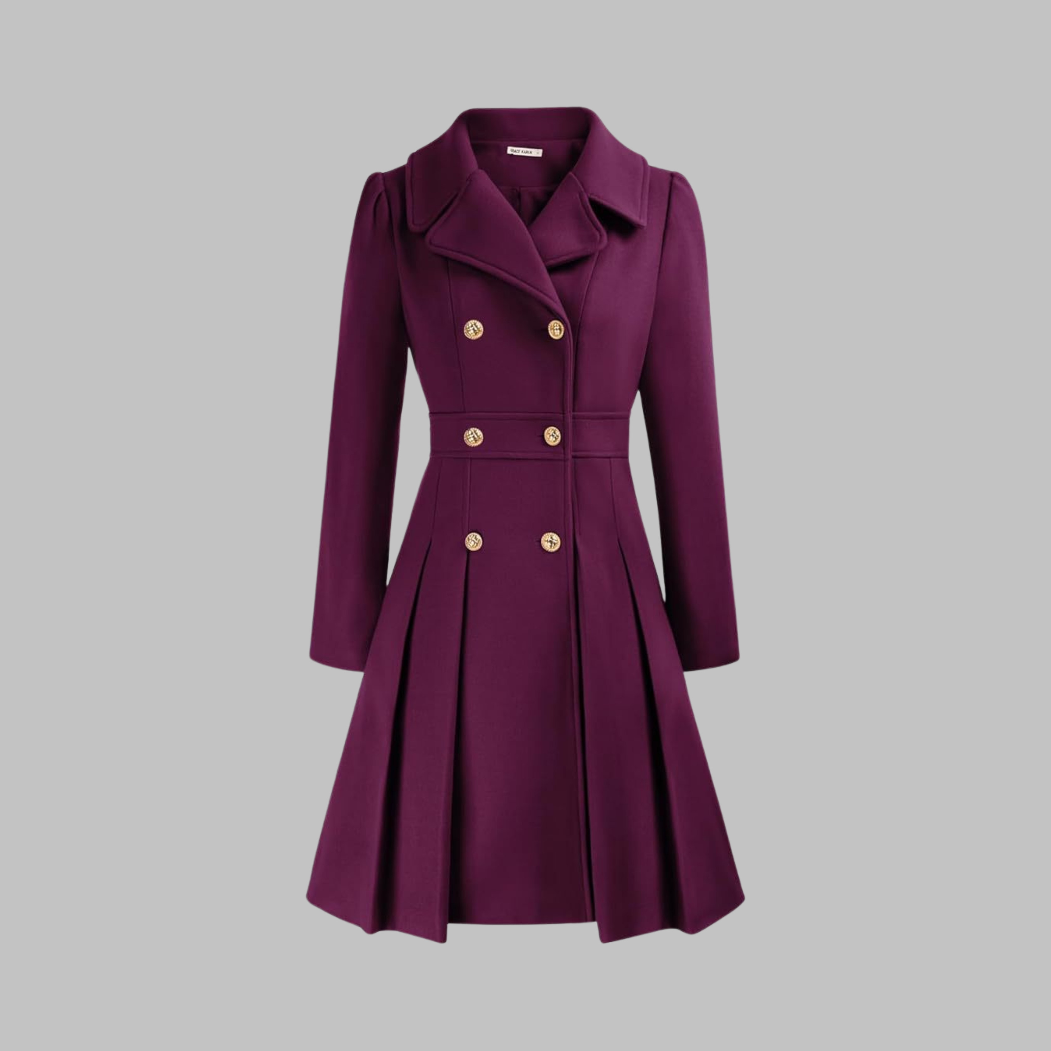 Elegant Double-Breasted Long-Sleeve Coat in Purple