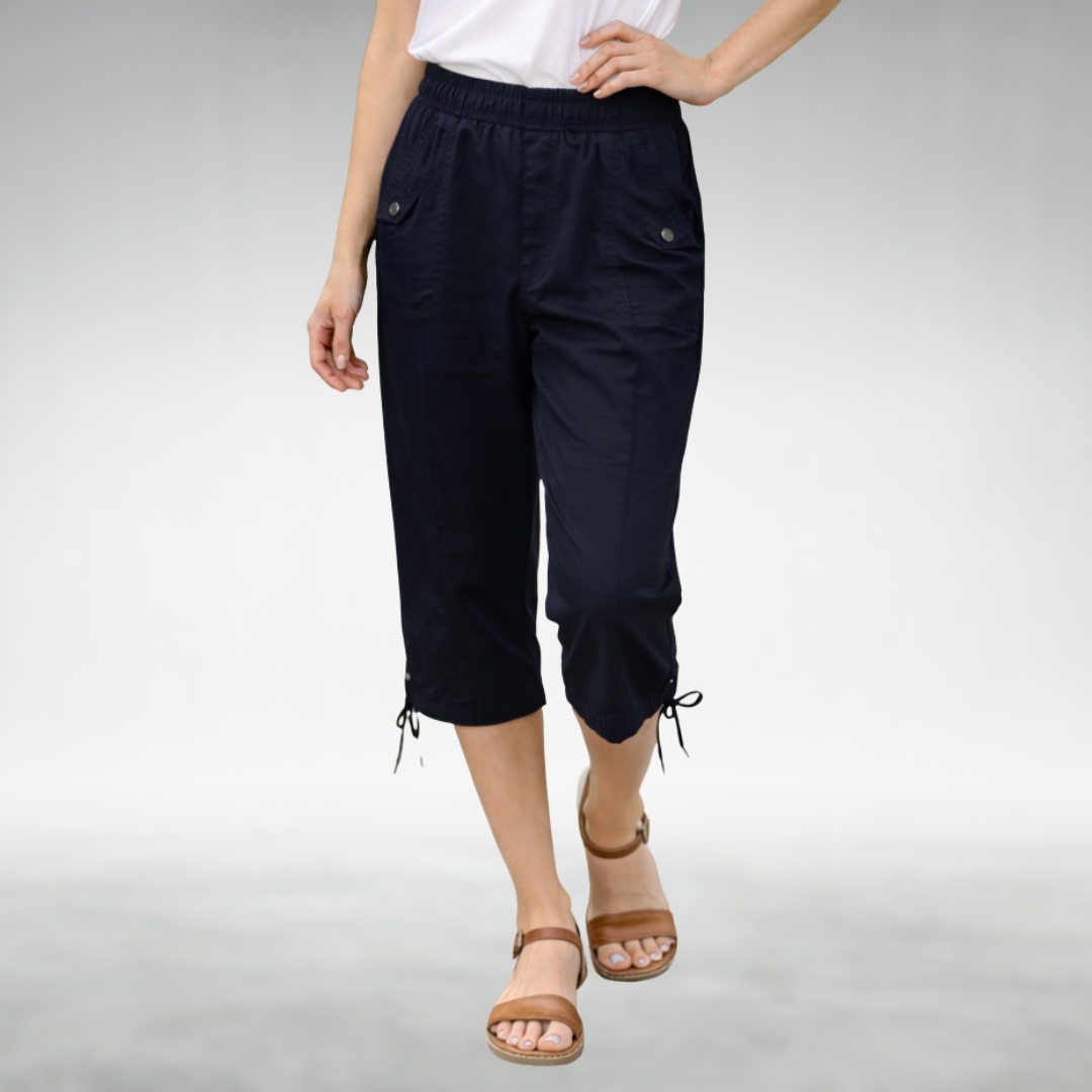 Women's Relaxed Fit Capri Pants in Navy Blue