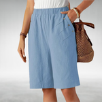Women's Shorts with an Elasticated Waist in Light Blue