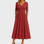 Phoebe Elegant Midi Dress in Red