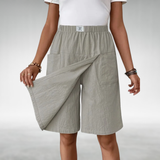High-Waisted Shorts with a Relaxed Fit in Light Gray