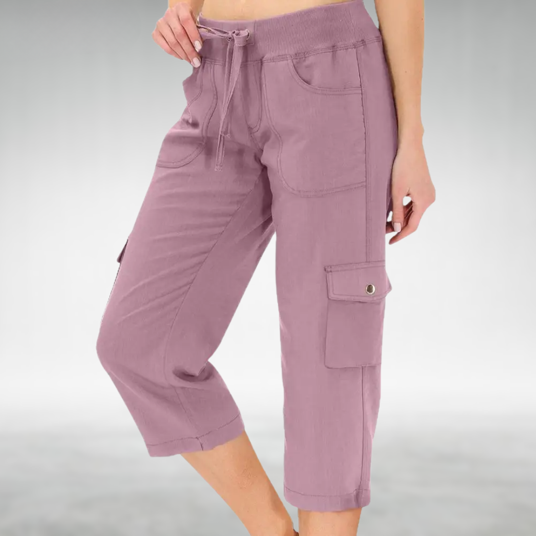 Cargo Capri Pants with a Relaxed Fit in Pink