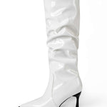 Pleated Faux Leather Pointed Toe Boots, photo 11