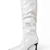 Pleated Faux Leather Pointed Toe Boots, photo 11
