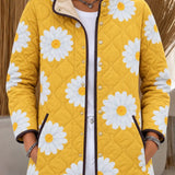 Women's Yellow Daisy-Print Quilted Jacket