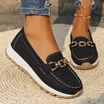 Women's Comfort Flat Buckle Loafers in Black