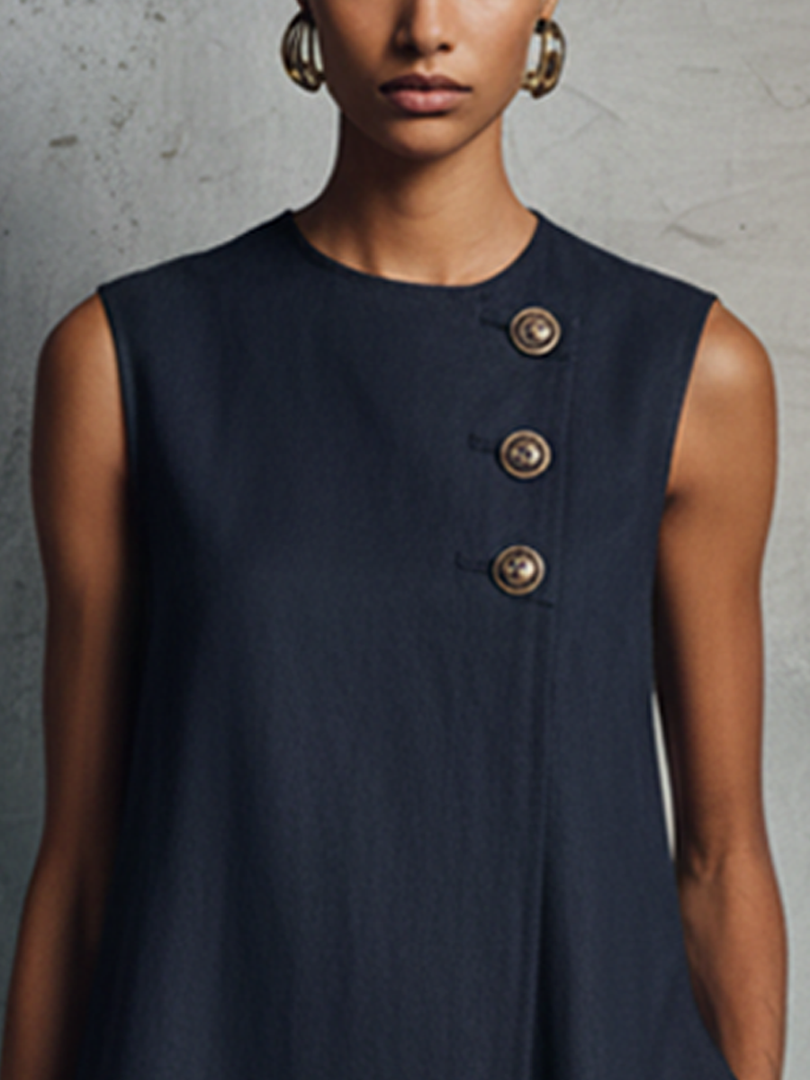 Women's Linen Mini Button Dress, photo 3