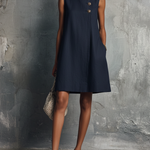Women's Linen Mini Button Dress