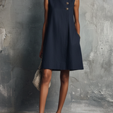 Women's Linen Mini Button Dress