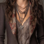Vintage Herringbone with Floral Print Lapel Blazer
