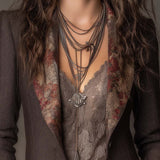 Vintage Herringbone with Floral Print Lapel Blazer
