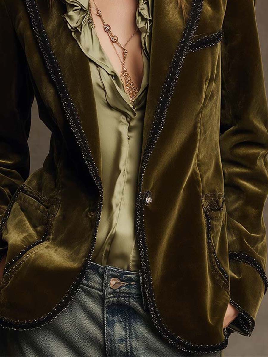 Victory | Vintage Bohemian Jacket in Khaki and Black