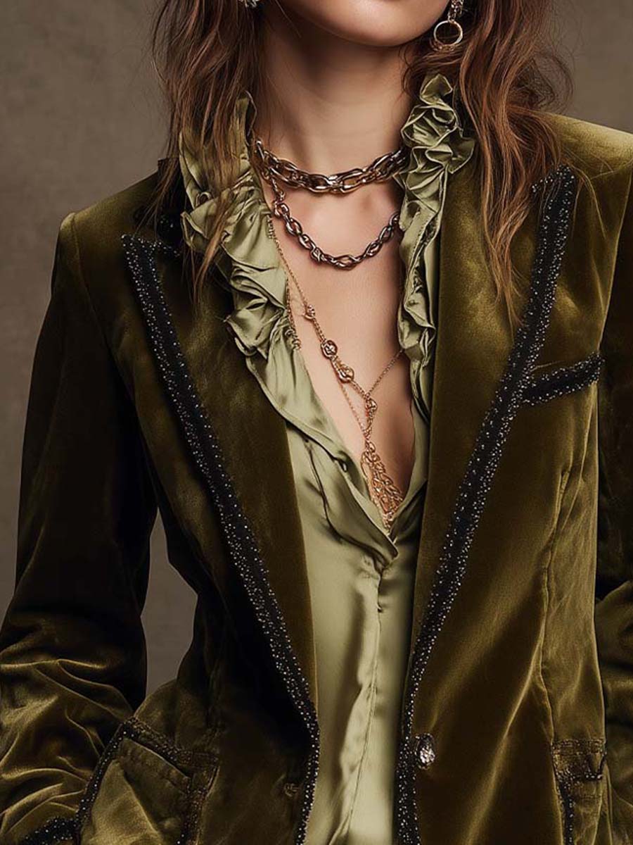 Victory | Vintage Bohemian Jacket in Khaki and Black