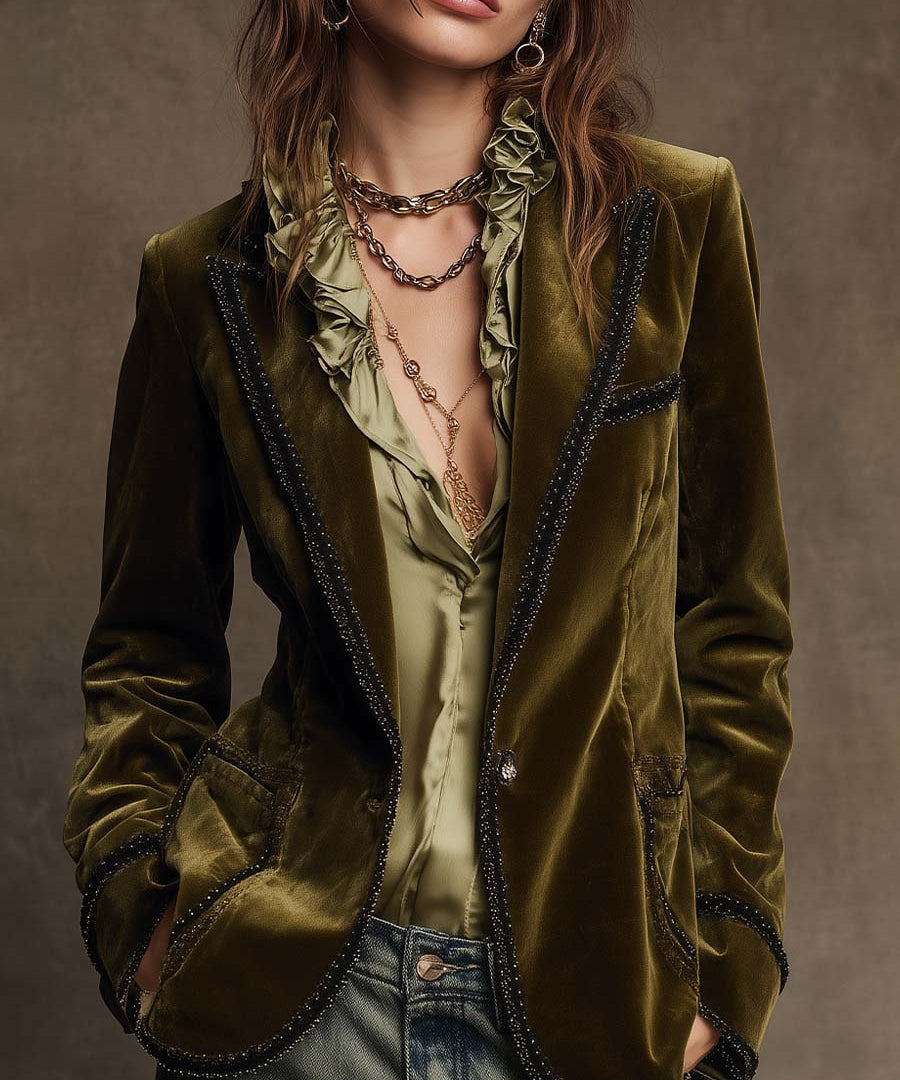 Victory | Vintage Bohemian Jacket in Khaki and Black