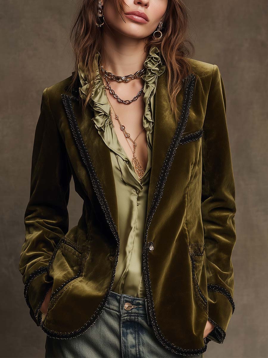 Victory | Vintage Bohemian Jacket in Khaki and Black