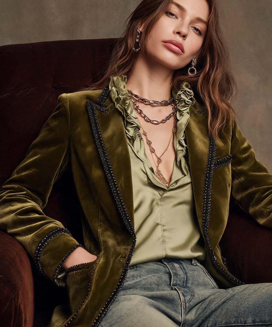 Victory | Vintage Bohemian Jacket in Khaki and Black