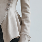 Refined Ivory Asymmetric Button Peplum Blazer