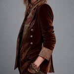 Rosalie | Brown Floral Double-Breasted Blazer