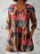 Sarah Long Blouse with V-Neck in Multicolor
