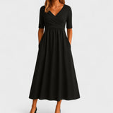 Phoebe Elegant Midi Dress in Black