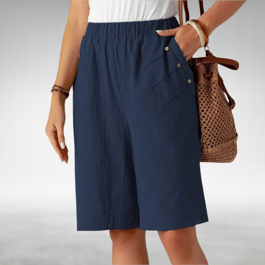 Women's Shorts with an Elasticated Waist in Navy Blue