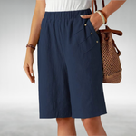 Women's Shorts with an Elasticated Waist in Navy Blue