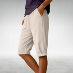Jenna Everyday Shorts with a Relaxed Fit in Beige