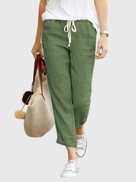 Women's Elegant Summer Pants in Green
