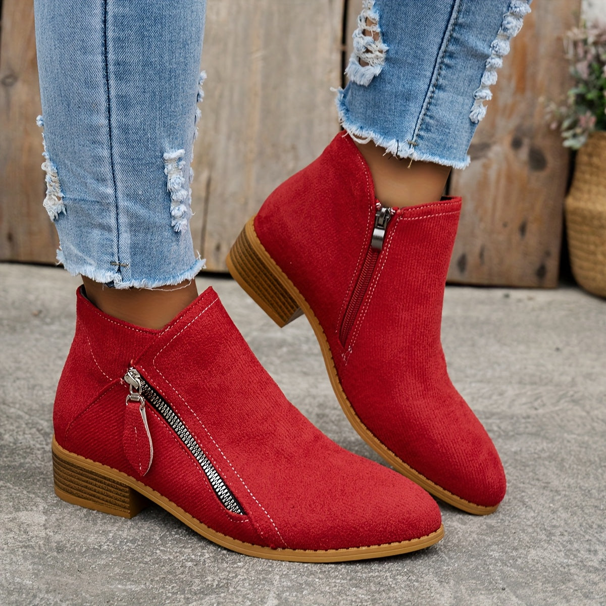 Women's Comfort Ankle Boots in Red