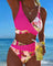 Women's Floral Contrast Split Bikini in Purple