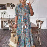 Women's Boho Grace Midi Dress in Blue