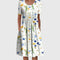 Women's Midi Dress with Tummy Coverage in Yellow Flowers
