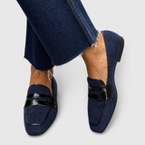 Women's Elegant Leather Loafers in Blue