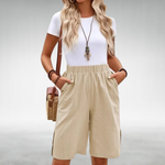 Clara Everyday Shorts with a Relaxed Fit in Khaki